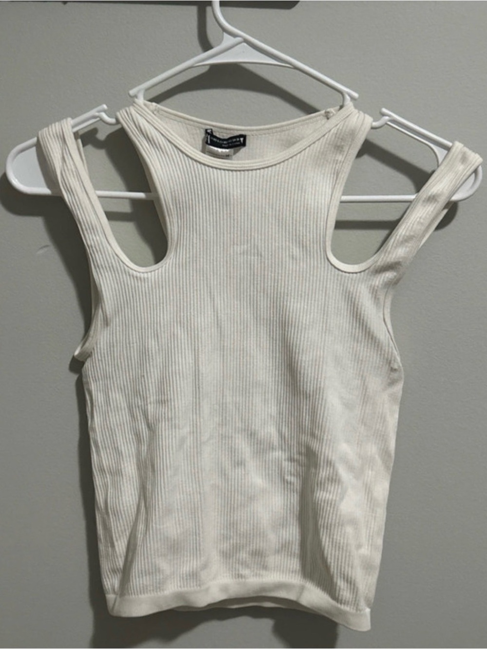 Zara Ivory Ribbed Cutout Tank Top